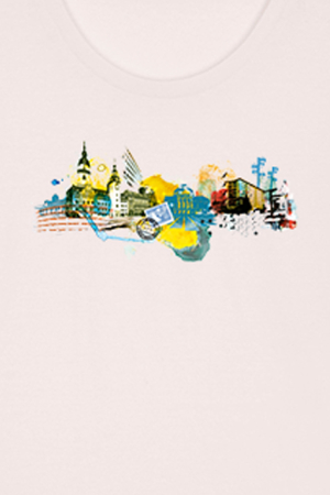 Preview: Damenshirt "Chemnitz-City", creme, T-Shirt bedruckt, Damen Preview: künstlerisches Chemnitz-Motiv