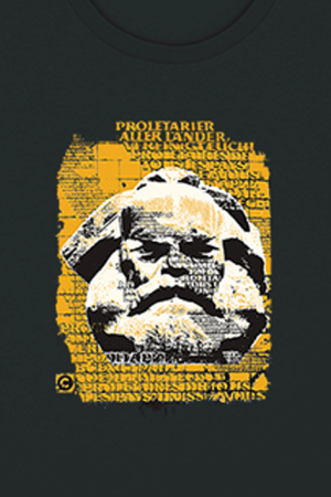 Preview: Damen-Shirt "Karl Marx" schwarz, Shirt Chemnitz, für Frauen Preview: Siebdruck vorn, Karl-Marx