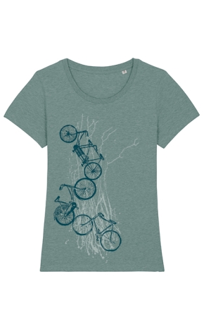 Damenshirt Fahrräder, blaugrau