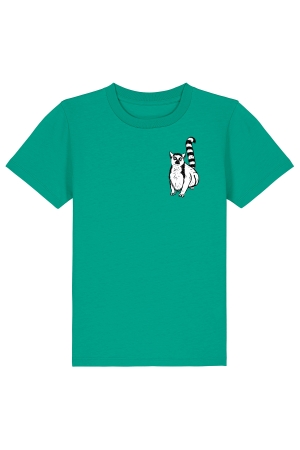 T-Shirt für Kinder in türkis mit schwarzen Lemuren -Brustprint