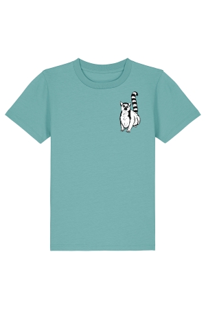 T-Shirt für Kinder in hellblau mit schwarzen Lemuren -Brustprint