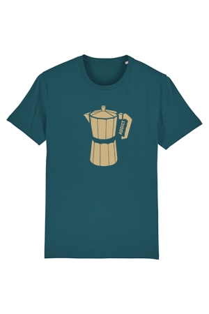 T-Shirt Coffee-Motiv, petrol