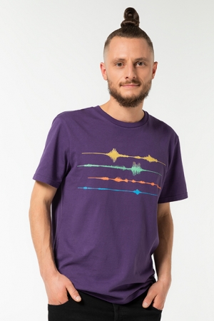 Frequenz T-Shirt in violett, Herrenshirt, Musik, Schallwelle, Oberteil