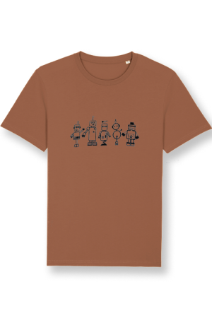 Roboter T-Shirt in braun, Herren, Siebdruck