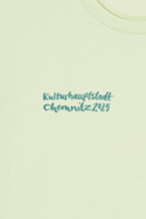 Preview: T-Shirt "Kulturhauptstadt Chemnitz2025 - handlettering" pastellgrün unisex Shirt Kulturhauptstadt Preview: Kulturhauptstadt Chemnitz2025 in grün  Printmotiv handlettering vorn