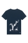 Preview: T-Shirt für Kinder in navy mit weißer Lemurenbande und Baum -Rückenprint
