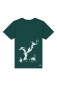 Preview: T-Shirt für Kinder in dunkelgrün mit weißer Lemurenbande und Baum -Rückenprint