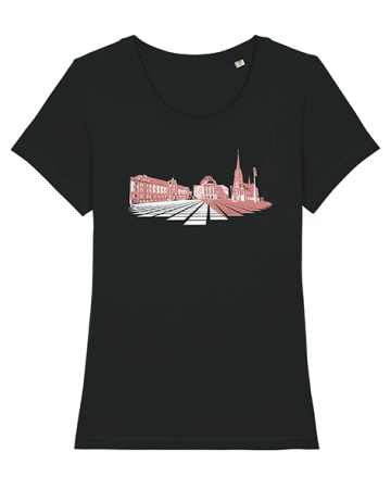 schwarzes Unisexshirt mit dem Opernplatz als Aufdruck