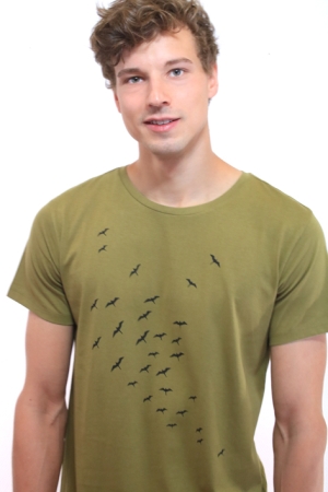 Shirt mit Vögeln, rund hals ausschnitt