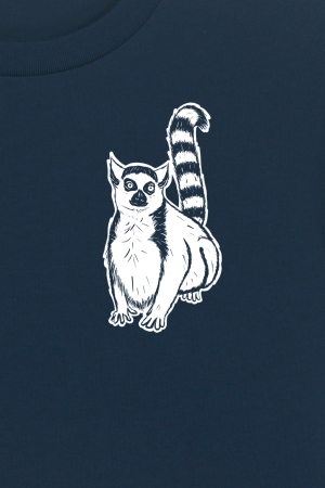 pummeliger Lemur Brustprintruck -Nahaufnahme