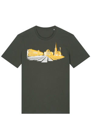 graues Unisexshirt mit dem Opernplatz als Aufdruck