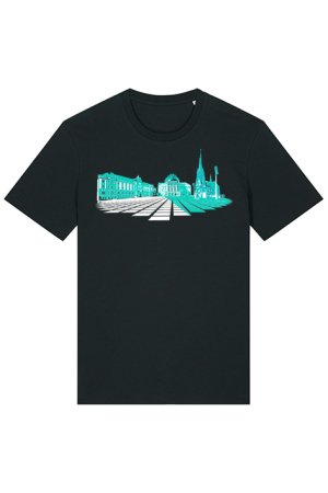 schwarzes Unisexshirt mit dem Opernplatz als Aufdruck
