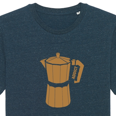 Preview: T-Shirt Coffee, Kaffee Shirt für Männer, blau meliert