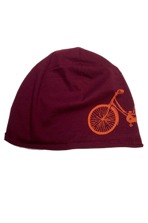 rote Mütze mit Fahrrad