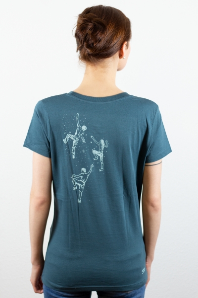 Damenshirt mit Boulder-Motiv von hinten