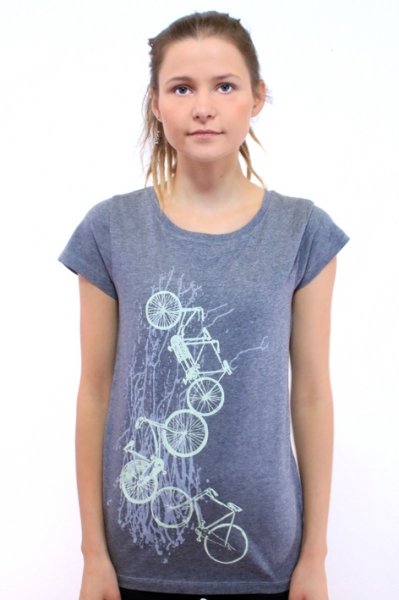graues Fahrradshirt kurzärmelig, Rundhals Ausschnitt