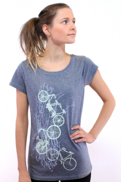 Fahrradmotiv auf grau meliertem Shirt