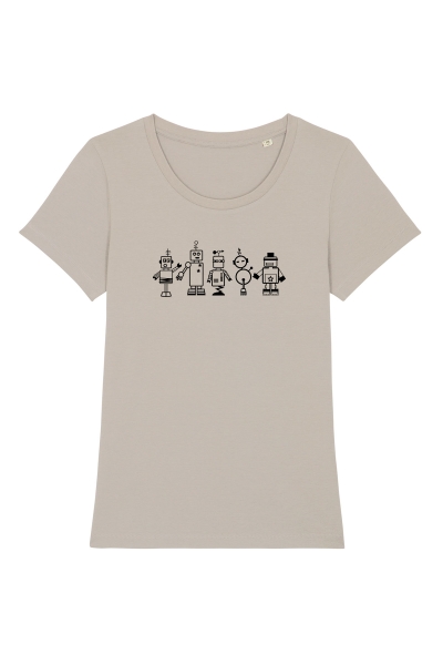 Graues Damenshirt mit Robotern
