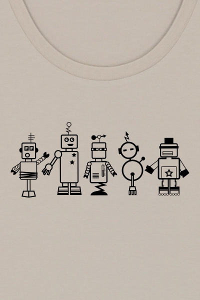 Roboteraufdruck in schwarz