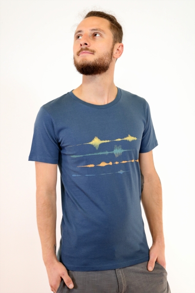 graufarbenes T-Shirt mit Frequenz-Motiv