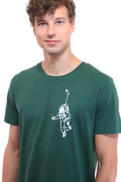 Kosmonaut T-Shirt in dunkelgrün, Herren, Astronaut, Stern, Weltall