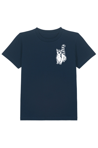 T-Shirt für Kinder in navy mit weißem Lemuren -Brustprint
