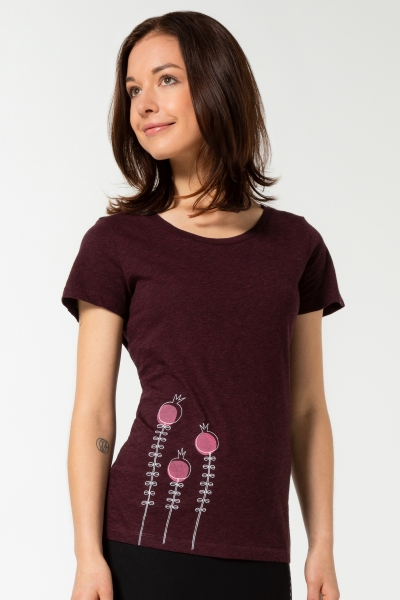 Bekleidung und Accessoires - Lillis Blume, Damenshirt, T-Shirt, aubergine