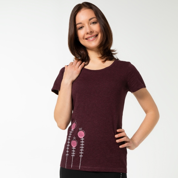 Damenshirt "Lillis Blume", aubergine, T-Shirt