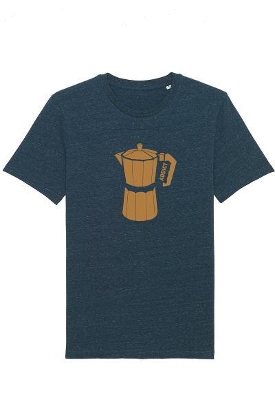 T-Shirt Coffee-Motiv, graublau