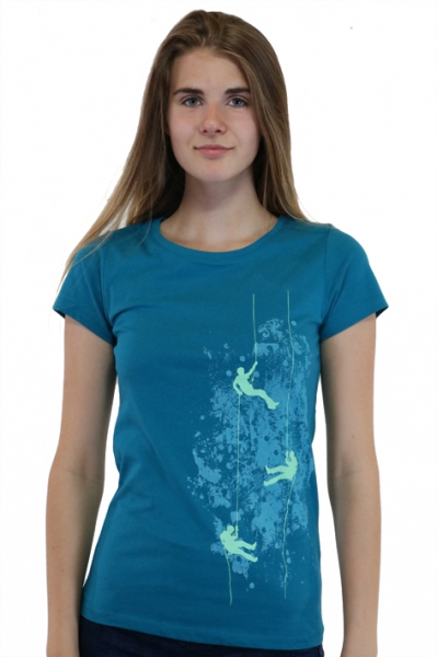 pazifikblaues Damenshirt mit Kletterermotiv