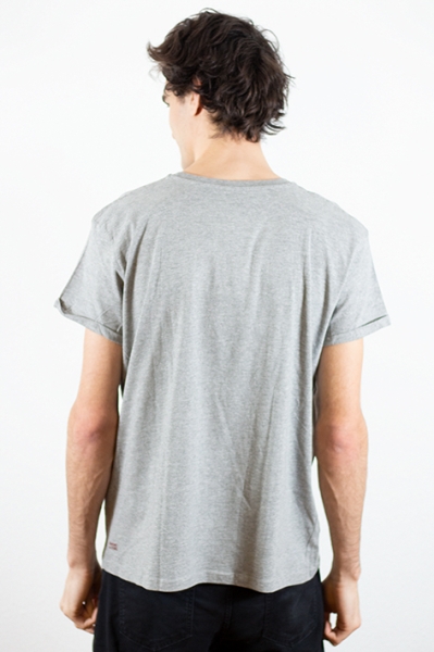 grau meliertes T-Shirt hinten