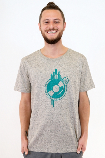 Weltscheibe T-Shirt in sandgrau meliert, Herren