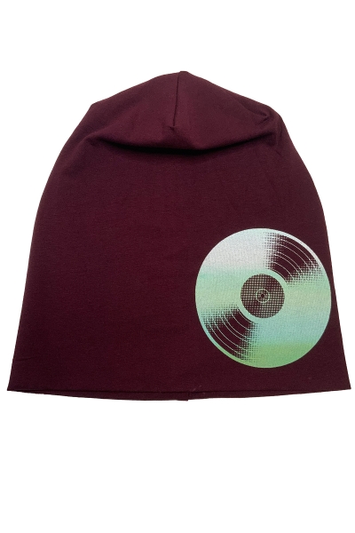 Beanie mit Schallplatte, bordeaux